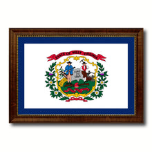 Load image into Gallery viewer, West Virginia State Flag Canvas Print with Custom Brown Picture Frame Home Decor Wall Art Decoration Gifts
