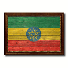 Load image into Gallery viewer, Ethiopia Country Flag Texture Canvas Print with Brown Custom Picture Frame Home Decor Gift Ideas Wall Art Decoration
