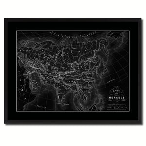 Mongolian Empire Asia Vintage Monochrome Map Canvas Print, Gifts Picture Frames Home Decor Wall Art