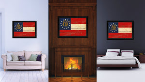 Georgia State Vintage Flag Canvas Print with Black Picture Frame Home Decor Man Cave Wall Art Collectible Decoration Artwork Gifts