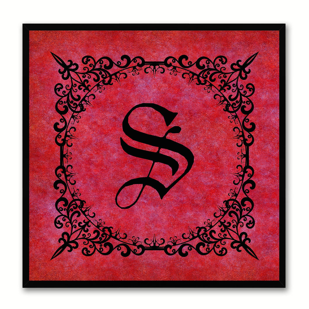 Alphabet S Red Canvas Print Black Frame Kids Bedroom Wall Décor Home Art