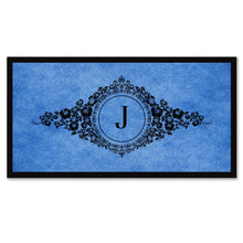 Load image into Gallery viewer, Alphabet Letter J Blue Canvas Print, Black Custom Frame
