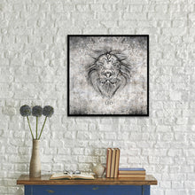 Load image into Gallery viewer, Zodiac Leo Horoscope Black Canvas Print, Black Custom Frame
