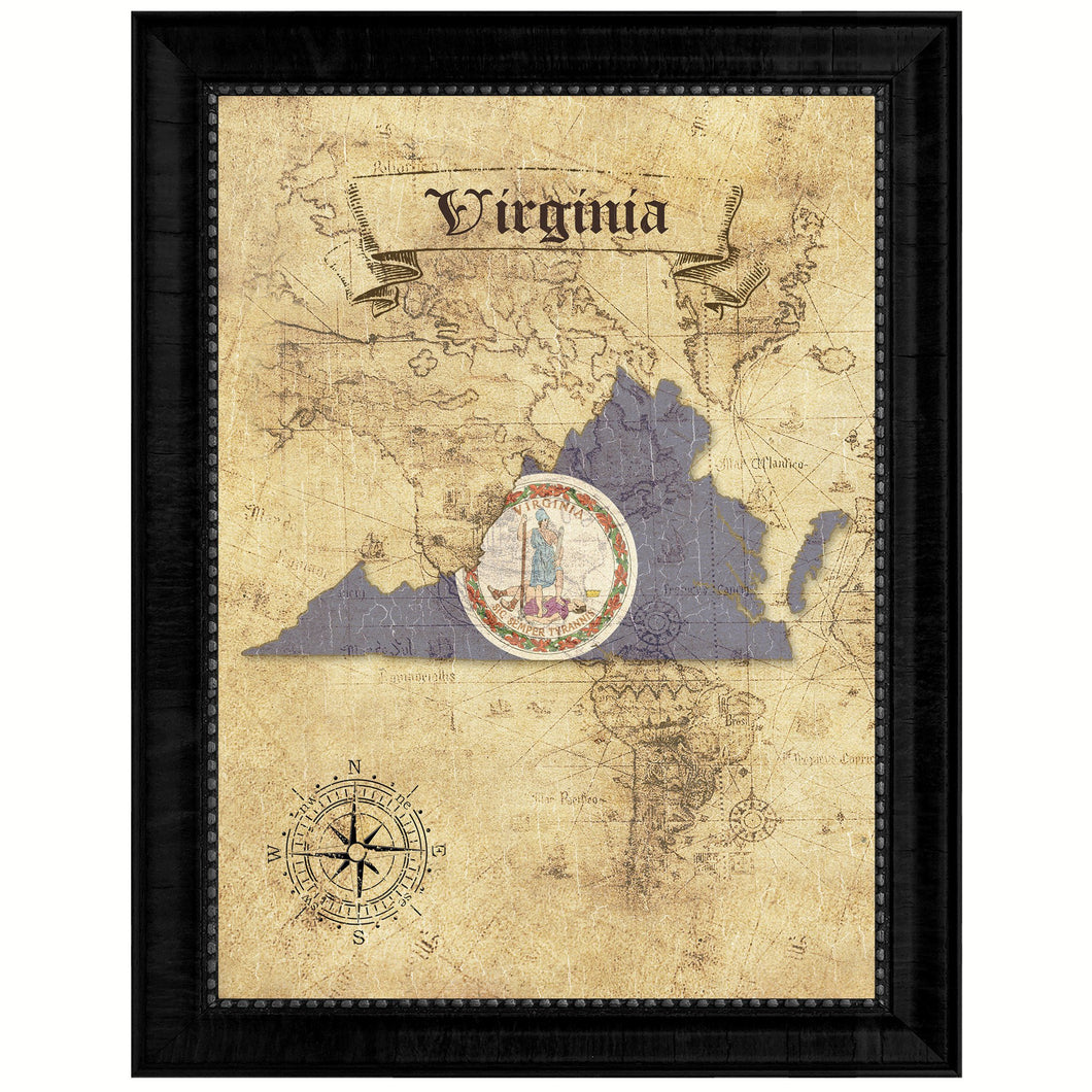 Virginia State Vintage Map Gifts Home Decor Wall Art Office Decoration