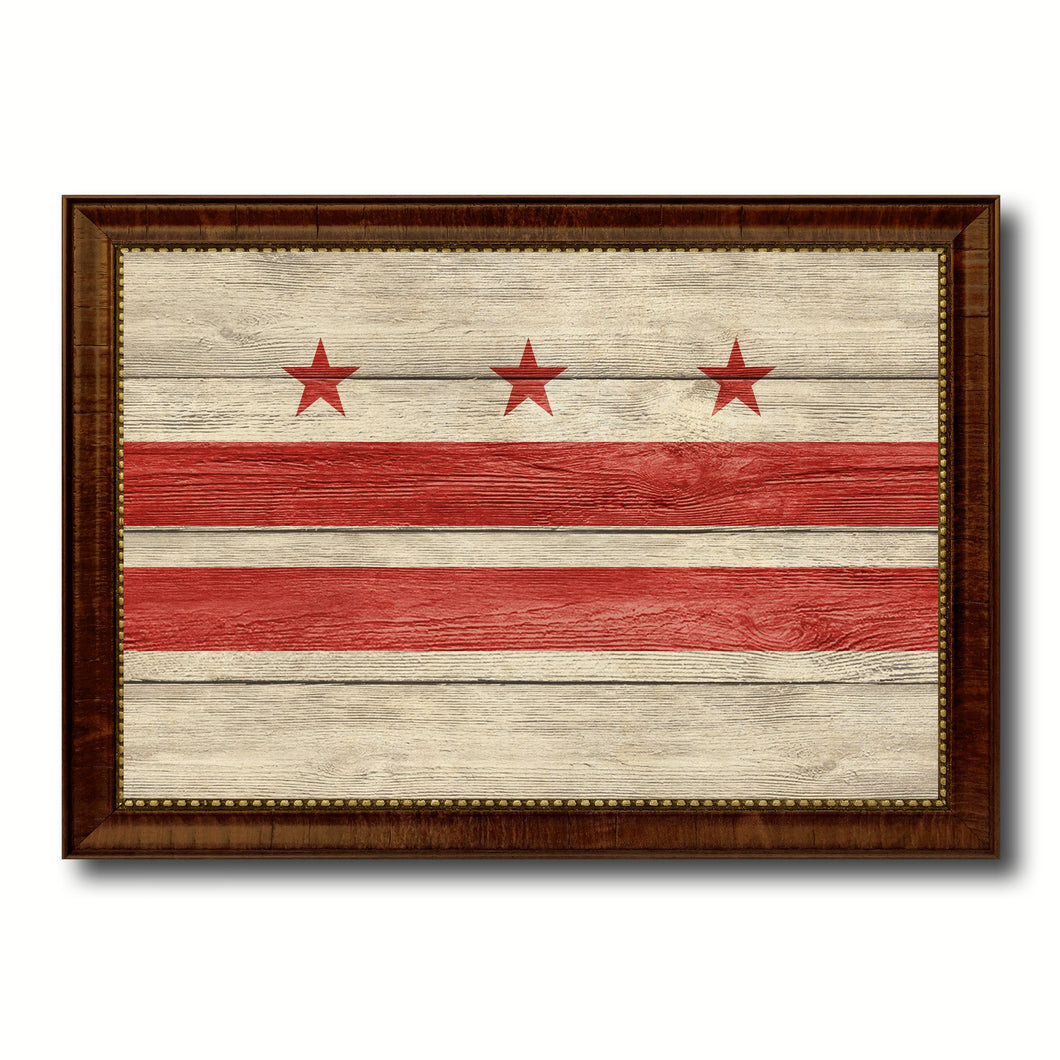 Washington DC Texture Flag Canvas Print Brown Picture Frame