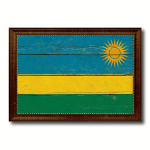 Rwanda Country Flag Vintage Canvas Print with Brown Picture Frame Home Decor Gifts Wall Art Decoration Artwork