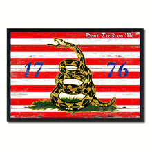 Load image into Gallery viewer, First Navy Jack Don&#39;t Tread On Me 1776 Tea Party Military Flag Vintage Canvas Print with Picture Frame Home Decor Man Cave Wall Art Collectible Decoration Artwork Gifts
