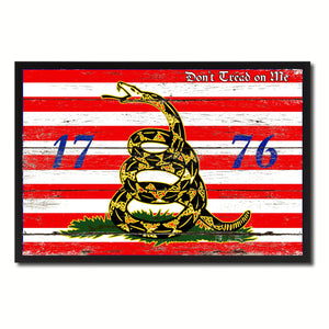 First Navy Jack Don't Tread On Me 1776 Tea Party Military Flag Vintage Canvas Print with Picture Frame Home Decor Man Cave Wall Art Collectible Decoration Artwork Gifts