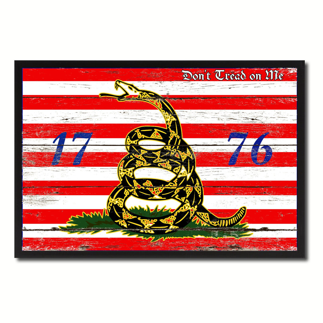 First Navy Jack Don't Tread On Me 1776 Tea Party Military Flag Vintage Canvas Print with Picture Frame Home Decor Man Cave Wall Art Collectible Decoration Artwork Gifts