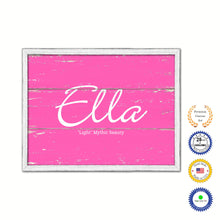 Load image into Gallery viewer, Ella Name Plate White Wash Wood Frame Canvas Print Boutique Cottage Decor Shabby Chic
