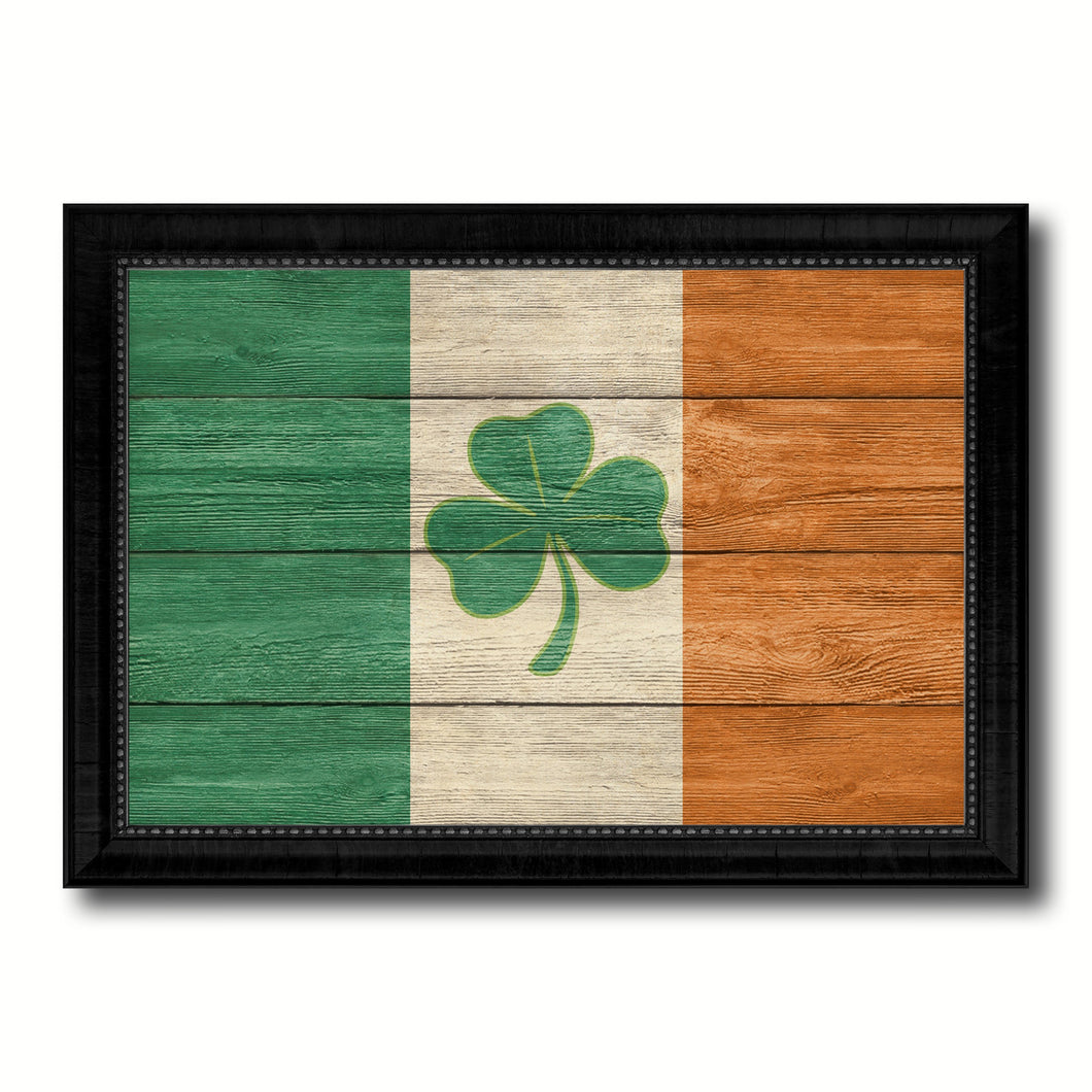Ireland Saint Patrick Flag Texture Canvas Print with Black Picture Frame Gift Ideas Home Decor Wall Art