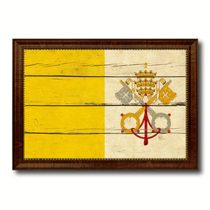 Vatican City Country Flag Vintage Canvas Print with Brown Picture Frame Home Decor Gifts Wall Art Decoration Artwork