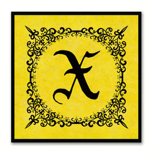 Alphabet X Yellow Canvas Print Black Frame Kids Bedroom Wall Décor Home Art