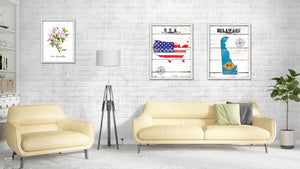 Delaware Flag Gifts Home Decor Wall Art Canvas Print with Custom Picture Frame