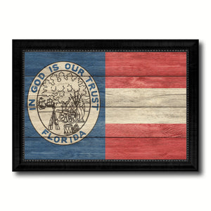Civil War Florida Military Flag Texture Canvas Print with Black Picture Frame Gift Ideas Home Decor Wall Art