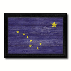 Alaska State Flag Texture Canvas Print with Black Picture Frame Home Decor Man Cave Wall Art Collectible Decoration Artwork Gifts