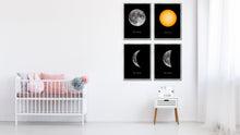 Load image into Gallery viewer, Quarter Moon Print on Canvas Planets of Solar System Silver Picture Framed Art Home Decor Wall Office Decoration
