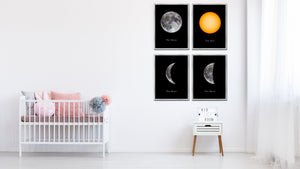 Earth Print on Canvas Planets of Solar System Silver Picture Framed Art Home Decor Wall Office Decoration