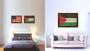Palestinian Country Flag Texture Canvas Print with Brown Custom Picture Frame Home Decor Gift Ideas Wall Art Decoration