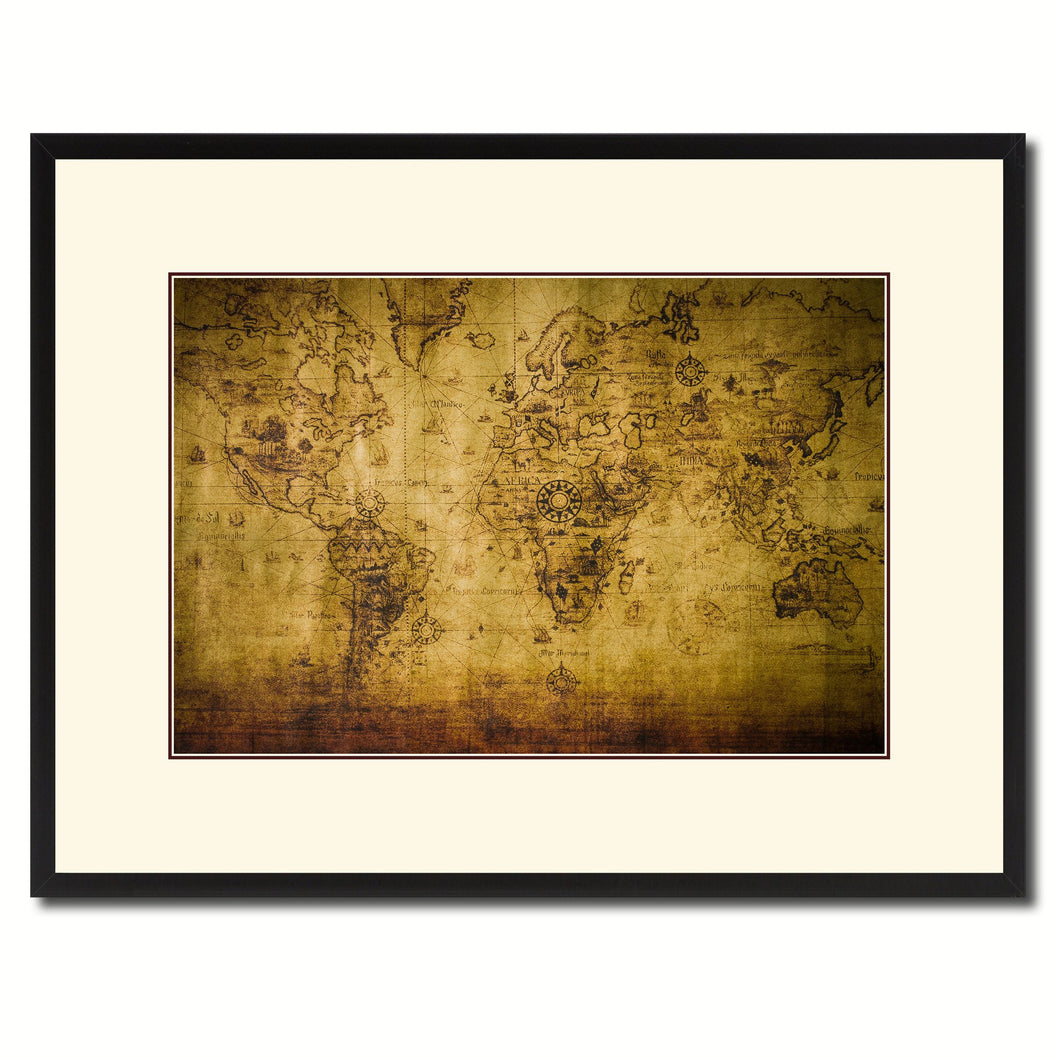 World Vintage Antique Map Wall Art Home Decor Gift Ideas Canvas Print Custom Picture Frame