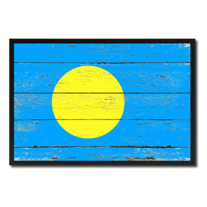 Palau Country National Flag Vintage Canvas Print with Picture Frame Home Decor Wall Art Collection Gift Ideas
