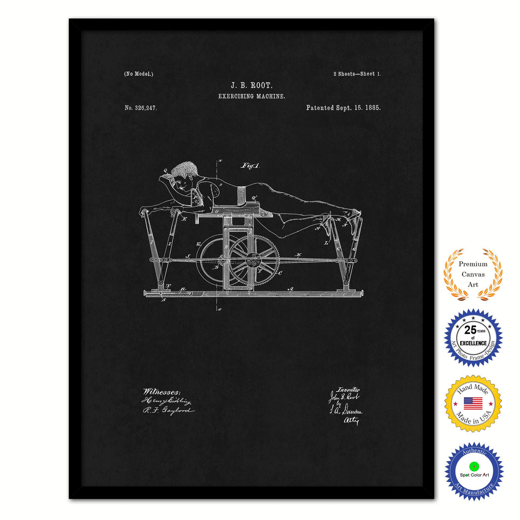 1885 Excercising Machine Old Patent Art Print on Canvas Custom Framed Vintage Home Decor Wall Decoration Great for Gifts