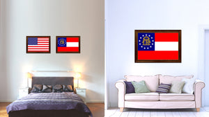 Georgia State Flag Canvas Print with Custom Brown Picture Frame Home Decor Wall Art Decoration Gifts