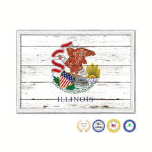 Load image into Gallery viewer, Illinois State Flag Shabby Chic Gifts Home Decor Wall Art Canvas Print, White Wash Wood Frame

