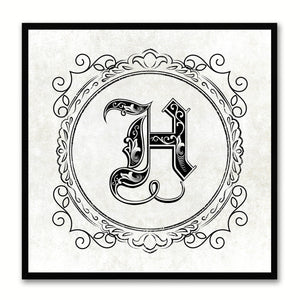 Alphabet H White Canvas Print Black Frame Kids Bedroom Wall Décor Home Art