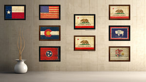 California State Vintage Flag Canvas Print with Black Picture Frame Home Decor Man Cave Wall Art Collectible Decoration Artwork Gifts