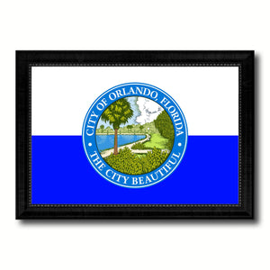 Orlando City Florida State Flag Canvas Print Black Picture Frame