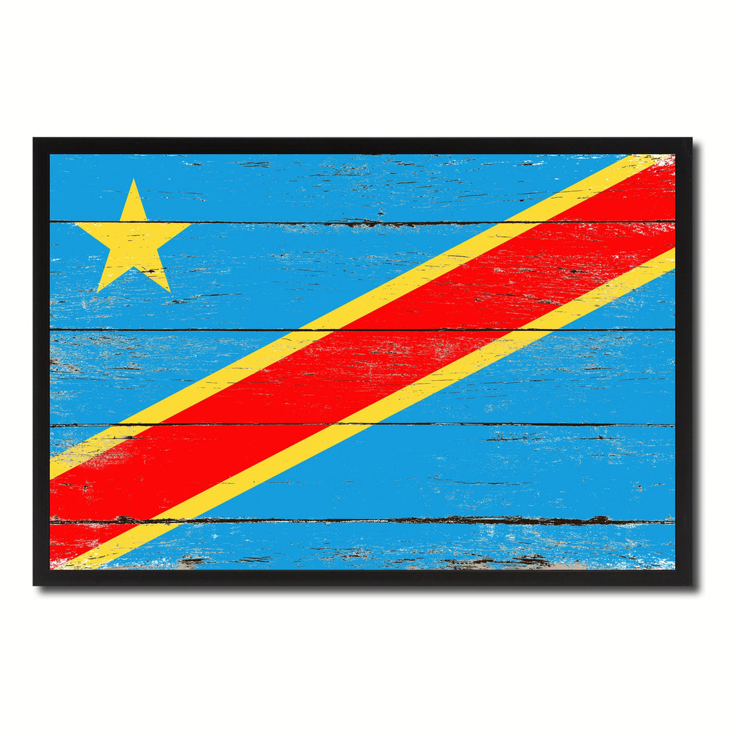 Congo Democratic Republic Country National Flag Vintage Canvas Print with Picture Frame Home Decor Wall Art Collection Gift Ideas