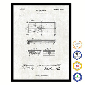 1900 Billiards Pool Table Old Patent Art Print on Canvas Custom Framed Vintage Home Decor Wall Decoration Great for Gifts