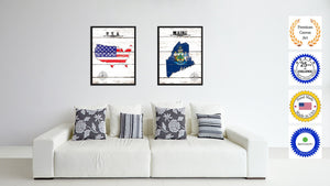 Maine State Flag Gifts Home Decor Wall Art Canvas Print Picture Frames