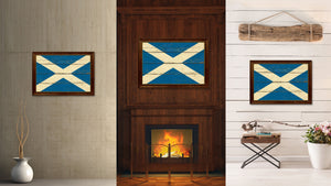Scotland Country Flag Vintage Canvas Print with Brown Picture Frame Home Decor Gifts Wall Art Decoration Artwork