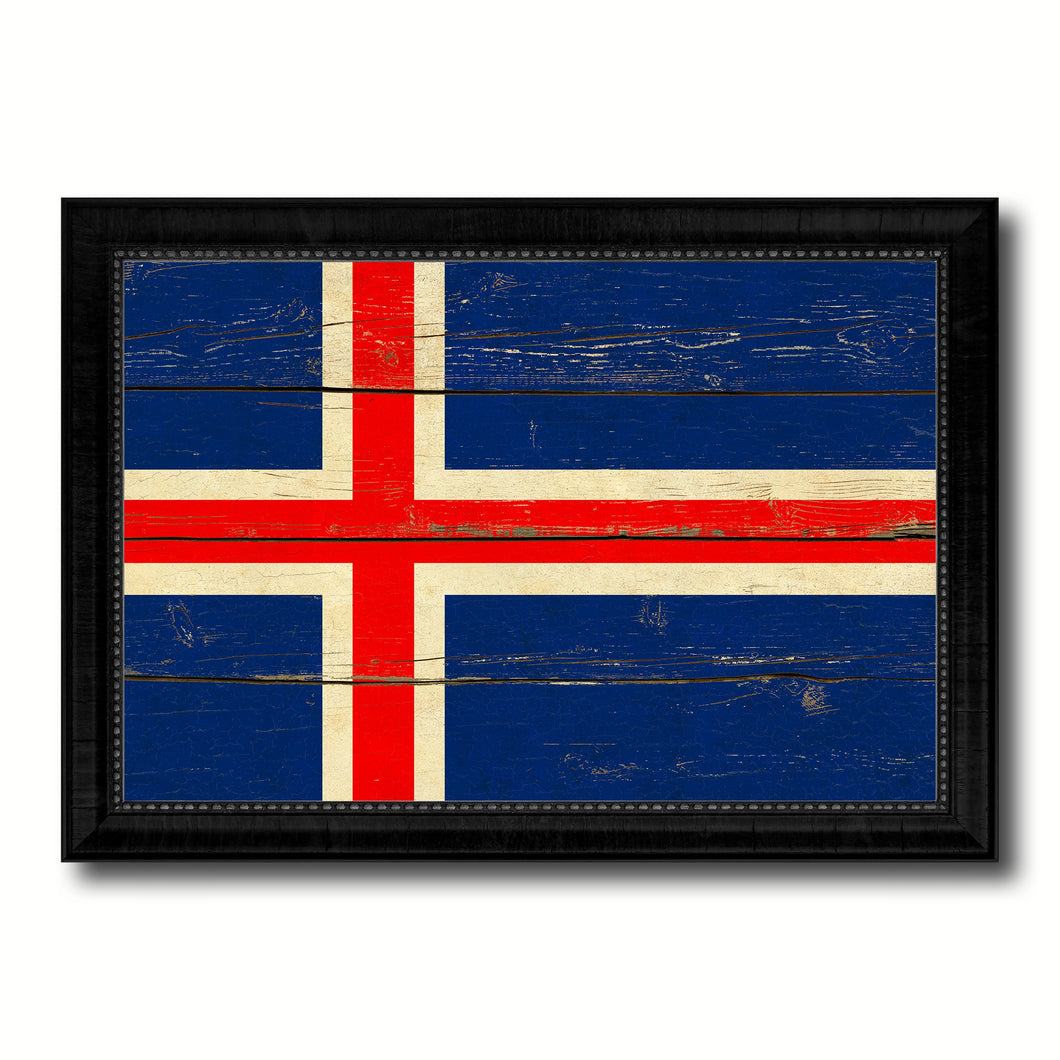 Iceland Country Flag Vintage Canvas Print with Black Picture Frame Home Decor Gifts Wall Art Decoration Artwork
