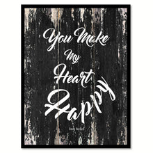 Load image into Gallery viewer, You make my heart happy - Emily Beckett Romantic Quote Saying Canvas Print with Picture Frame Home Decor Wall Art, Black

