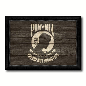 Pow Mia Military Flag Texture Canvas Print with Black Picture Frame Gift Ideas Home Decor Wall Art