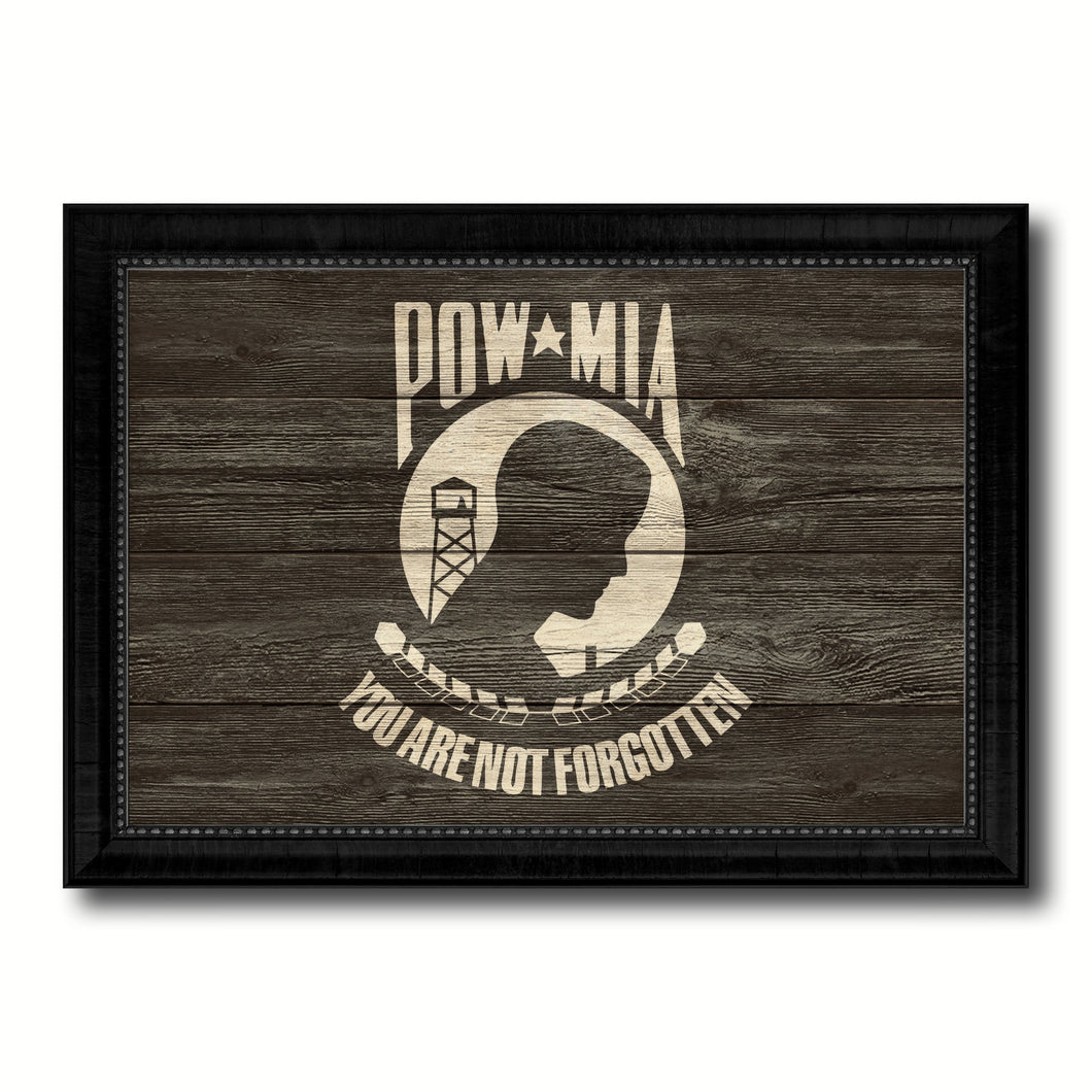 Pow Mia Military Flag Texture Canvas Print with Black Picture Frame Gift Ideas Home Decor Wall Art