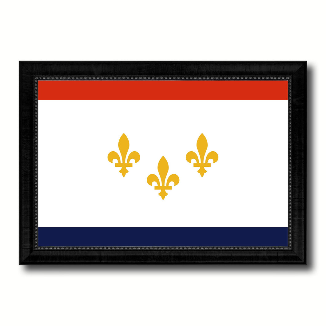 New Orleans  City Louisiana State Flag Canvas Print Black Picture Frame