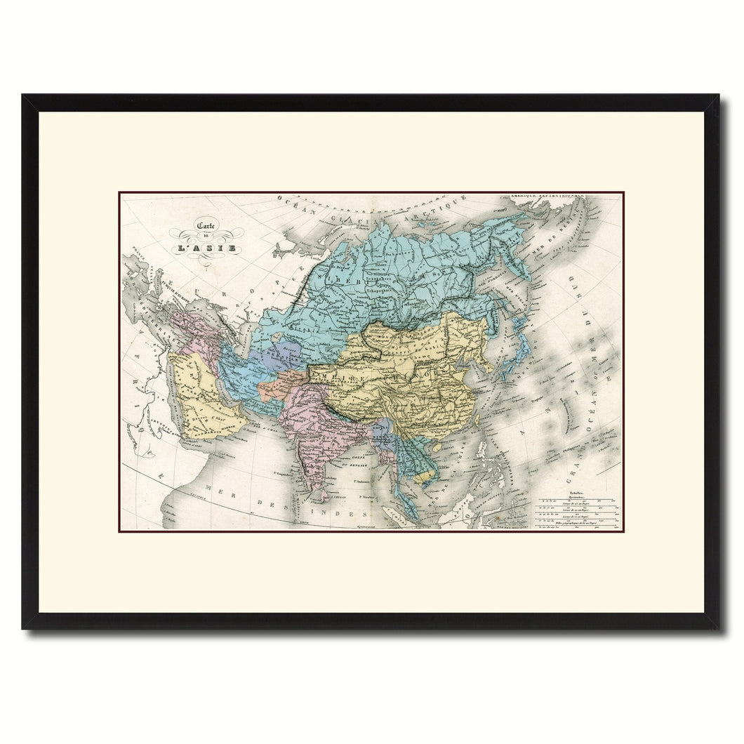 Asia Vintage Antique Map Wall Art Home Decor Gift Ideas Canvas Print Custom Picture Frame