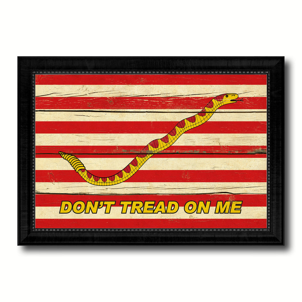 First Navy Jacks Dont Tread On Me Military Flag Vintage Canvas Print with Black Picture Frame Home Decor Wall Art Decoration Gift Ideas