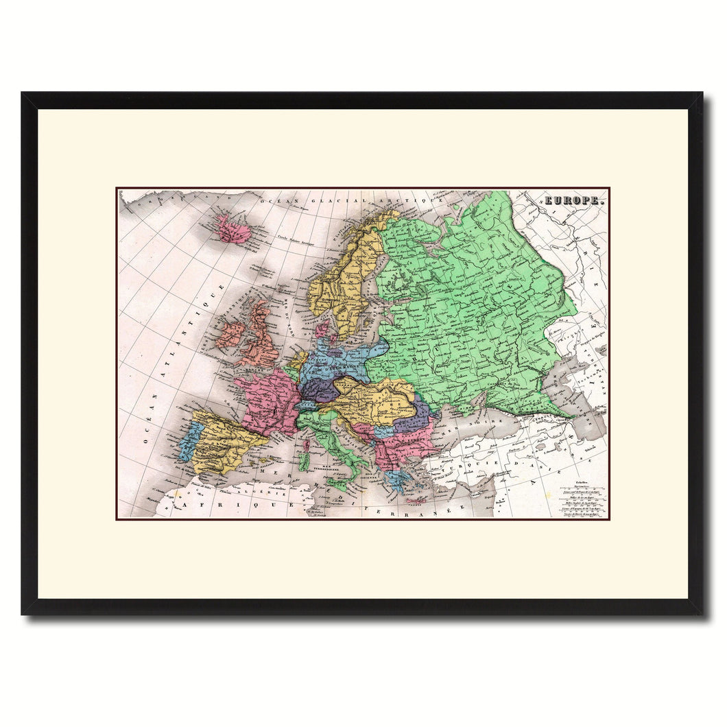 Europe Vintage Antique Map Wall Art Home Decor Gift Ideas Canvas Print Custom Picture Frame