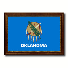 Load image into Gallery viewer, Oklahoma State Flag Canvas Print with Custom Brown Picture Frame Home Decor Wall Art Decoration Gifts
