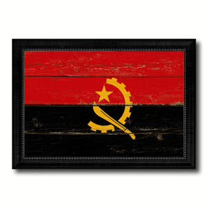 Angola Country Flag Vintage Canvas Print with Black Picture Frame Home Decor Gifts Wall Art Decoration Artwork