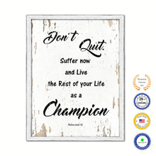 Load image into Gallery viewer, Don&#39;t Quit Suffer Now and Live the Rest of Your Life as a Champion Muhammad Ali Saying Home Decor Motivation Wall Art Canvas Print with Custom Picture Frame Gifts
