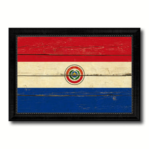 Paraguay Country Flag Vintage Canvas Print with Black Picture Frame Home Decor Gifts Wall Art Decoration Artwork