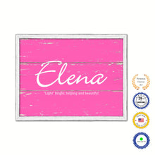 Load image into Gallery viewer, Elena Name Plate White Wash Wood Frame Canvas Print Boutique Cottage Decor Shabby Chic
