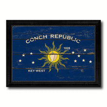 Load image into Gallery viewer, Conch Republic Key West City Florida State Vintage Flag Canvas Print Black Picture Frame
