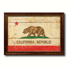 Load image into Gallery viewer, California State Vintage Flag Canvas Print with Brown Picture Frame Home Decor Man Cave Wall Art Collectible Decoration Artwork Gifts
